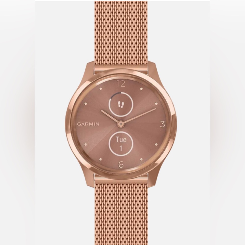 Garmin vívomove Luxe 42mm 18K Rose Gold Case with 18K Rose Gold Milanese Band